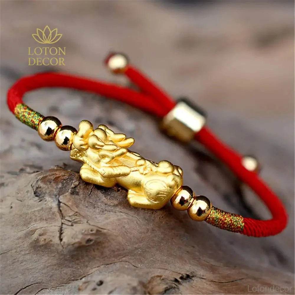 Gold Pixiu Bracelet – Silver Wealth & Protection Charm - Loton Decor