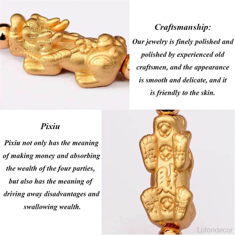 Gold Pixiu Bracelet – Silver Wealth & Protection Charm - Loton Decor