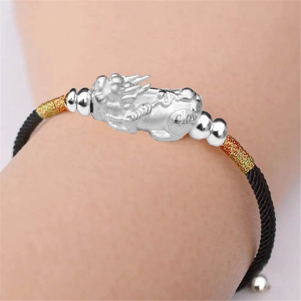 Gold Pixiu Bracelet – Silver Wealth & Protection Charm - Loton Decor