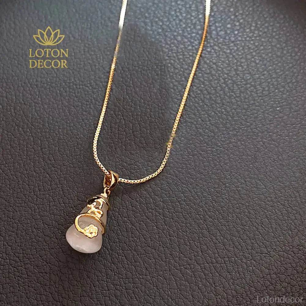 Gold Wu Lou Cat’s Eye Necklace – Luck & Prosperity Charm - Loton Decor