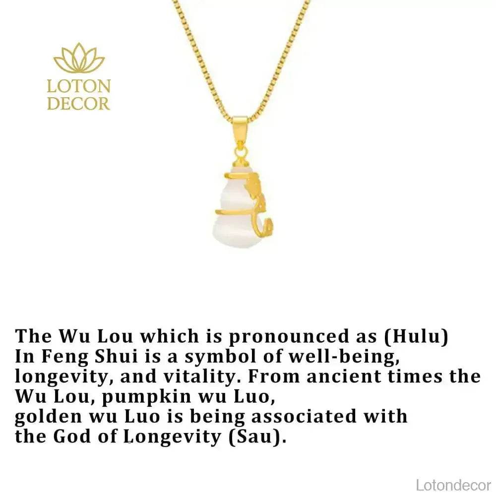 Gold Wu Lou Cat’s Eye Necklace – Luck & Prosperity Charm - Loton Decor