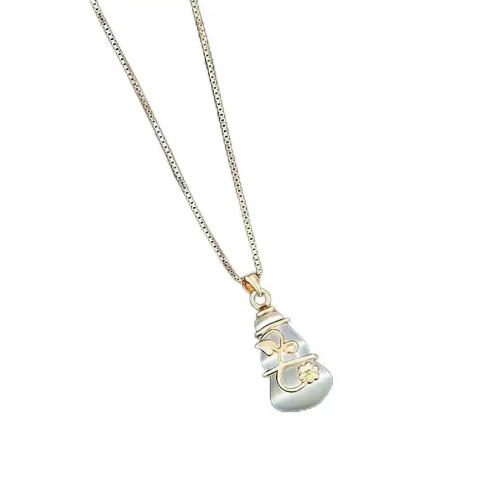 Gold Wu Lou Cat’s Eye Necklace – Luck & Prosperity Charm - Loton Decor