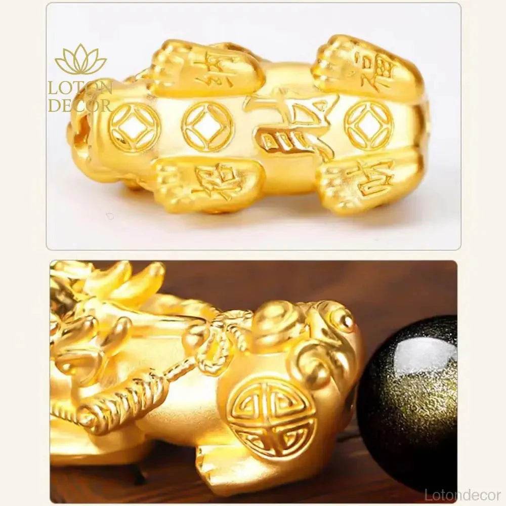 Golden Obsidian Pixiu Bracelet – Feng Shui Wealth Talisman - Loton Decor
