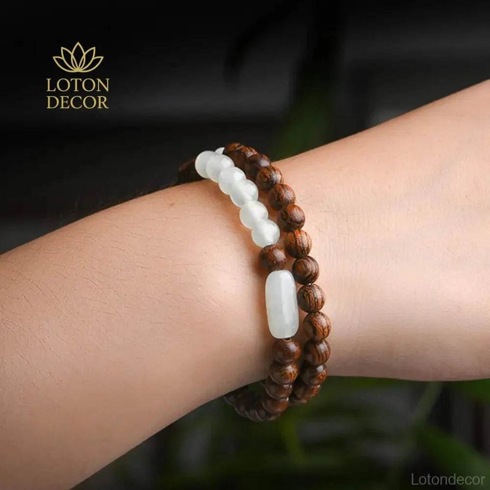 Golden Sandalwood Jade Bracelet – Attract Prosperity - Loton Decor