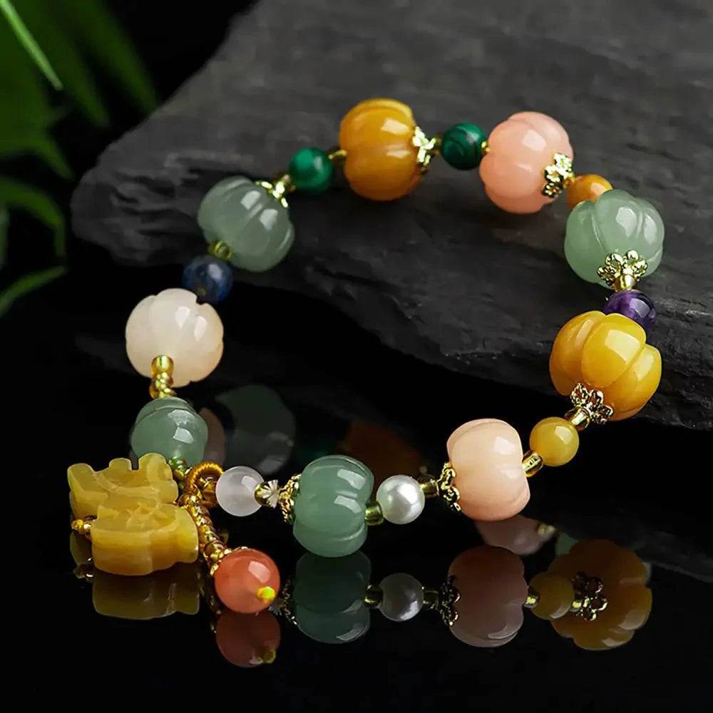 Golden Silk Jade Pixiu Bracelet – Fortune Chakra Amulet - Loton Decor
