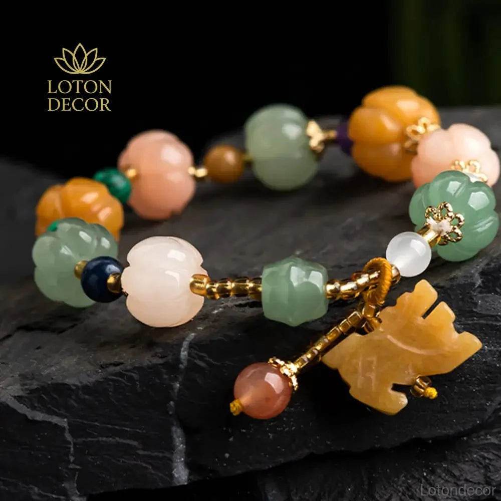 Golden Silk Jade Pixiu Bracelet – Fortune Chakra Amulet - Loton Decor