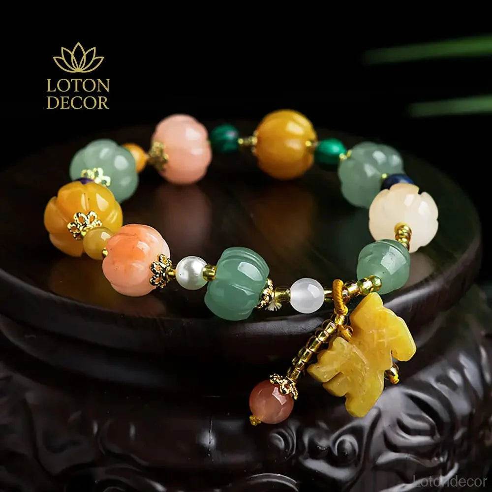 Golden Silk Jade Pixiu Bracelet – Fortune Chakra Amulet - Loton Decor