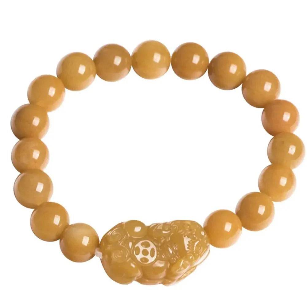 Golden Silk Jade Pixiu Bracelet – Wealth & Fortune Bangle - Loton Decor