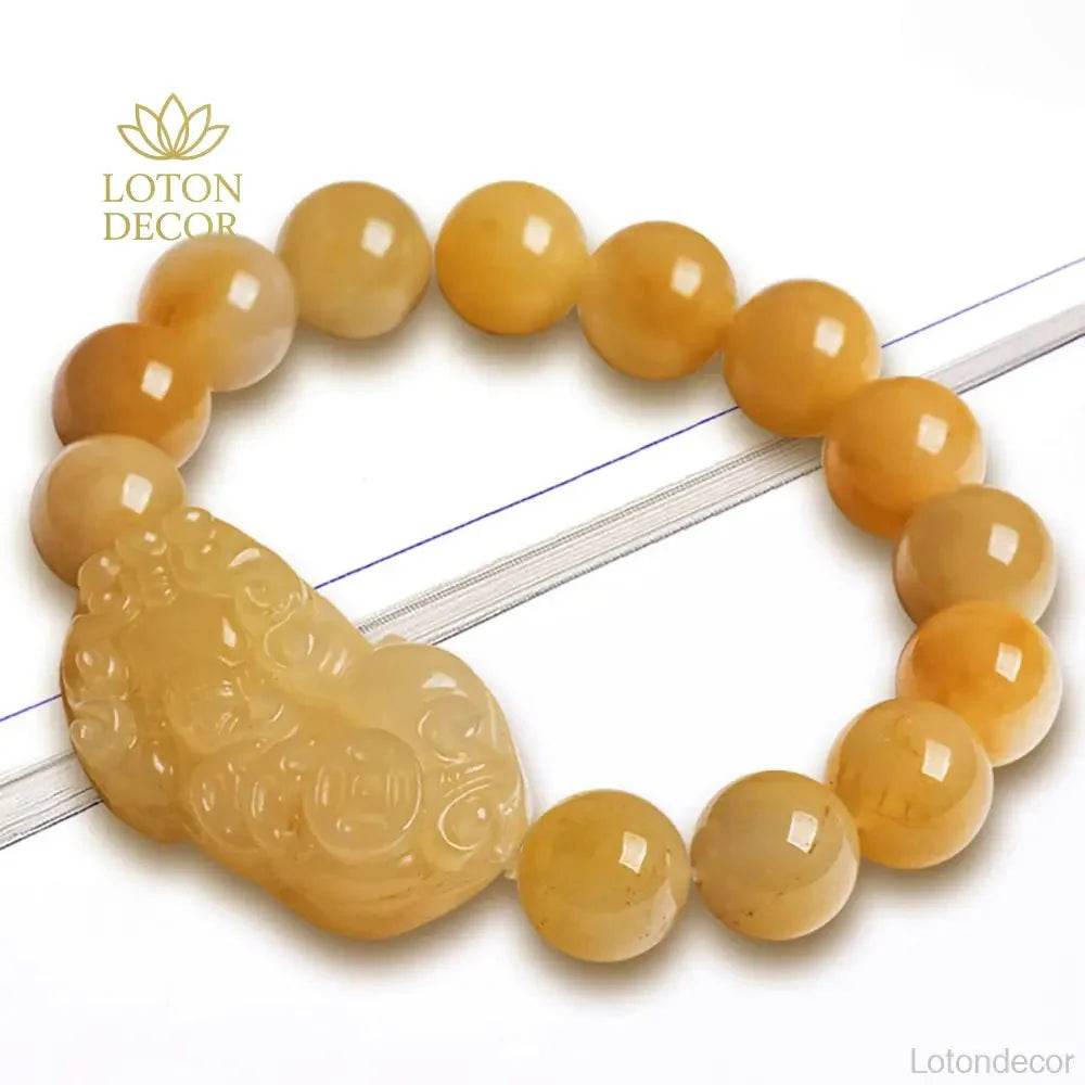 Golden Silk Jade Pixiu Bracelet – Wealth & Fortune Bangle - Loton Decor