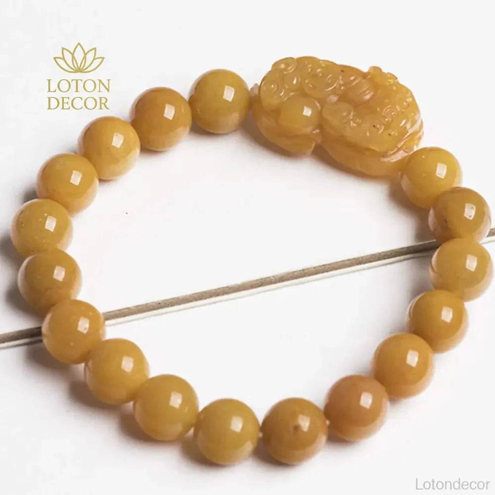 Golden Silk Jade Pixiu Bracelet – Wealth & Fortune Bangle - Loton Decor