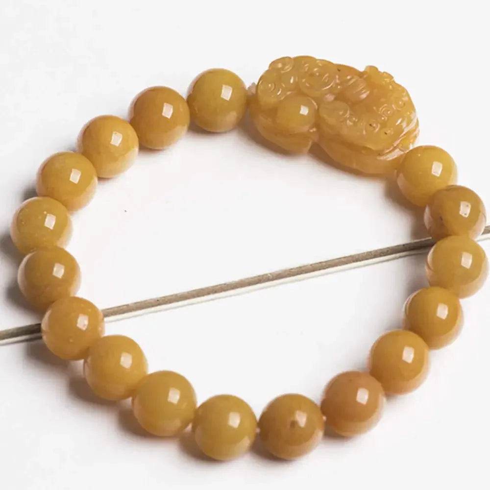 Golden Silk Jade Pixiu Bracelet – Wealth & Fortune Bangle - Loton Decor