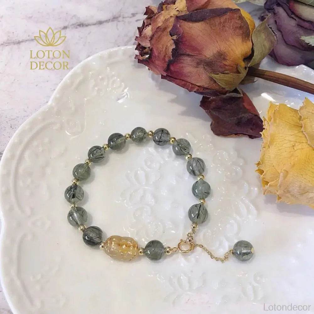 Green Hair Crystal Pixiu Bracelet – Retro Lucky Wealth Bangle for Women - Loton Decor