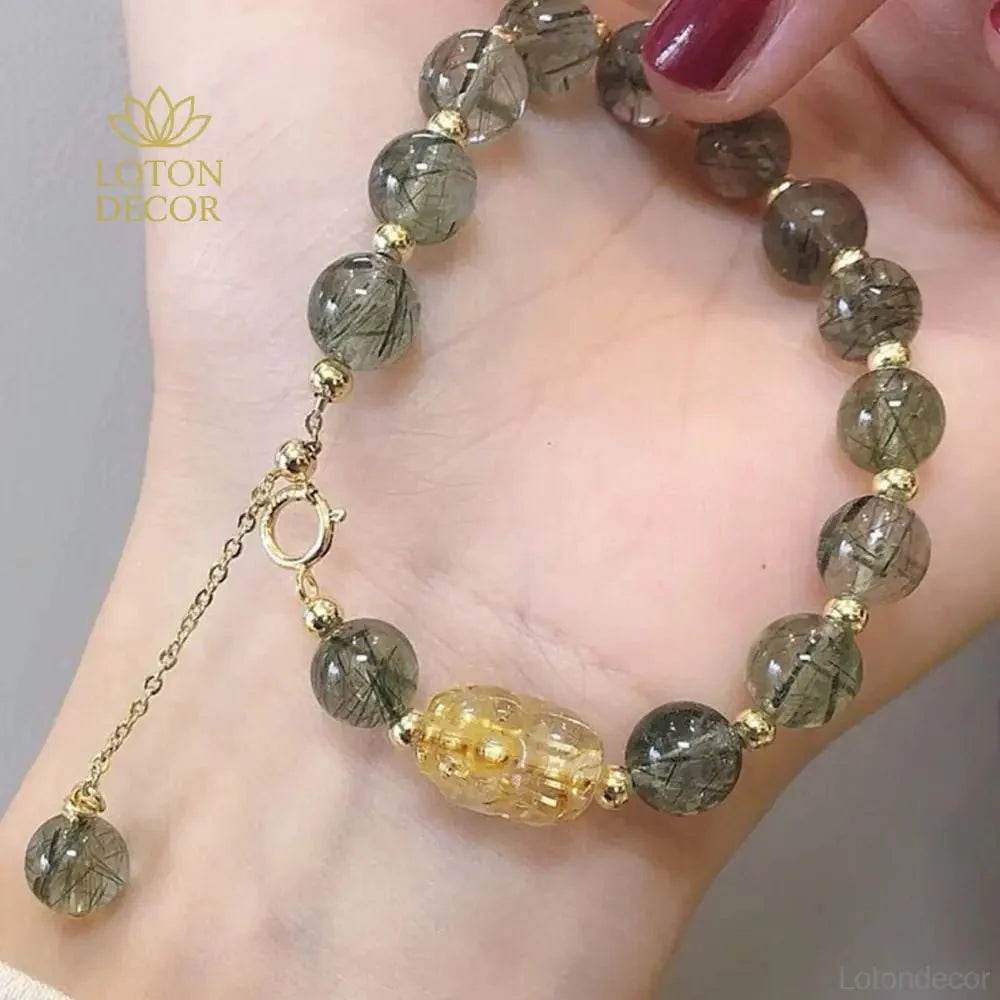 Green Hair Crystal Pixiu Bracelet – Retro Lucky Wealth Bangle for Women - Loton Decor