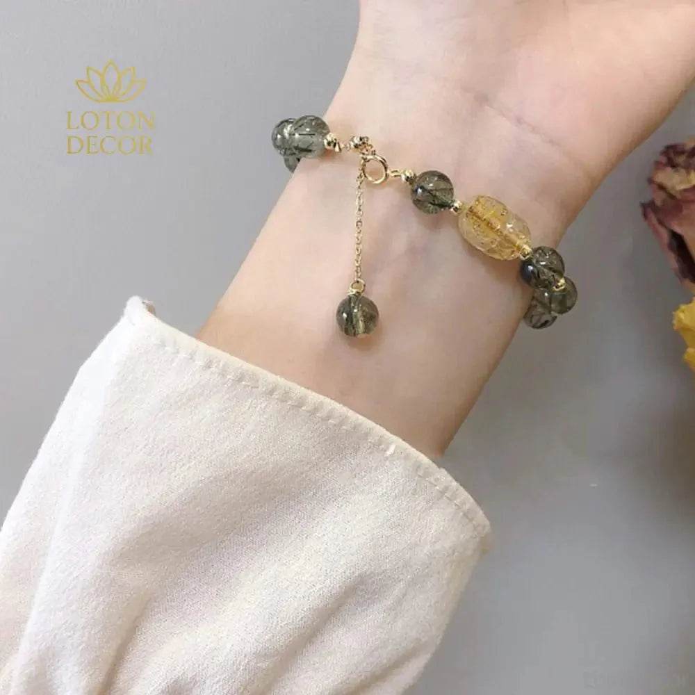 Green Hair Crystal Pixiu Bracelet – Retro Lucky Wealth Bangle for Women - Loton Decor