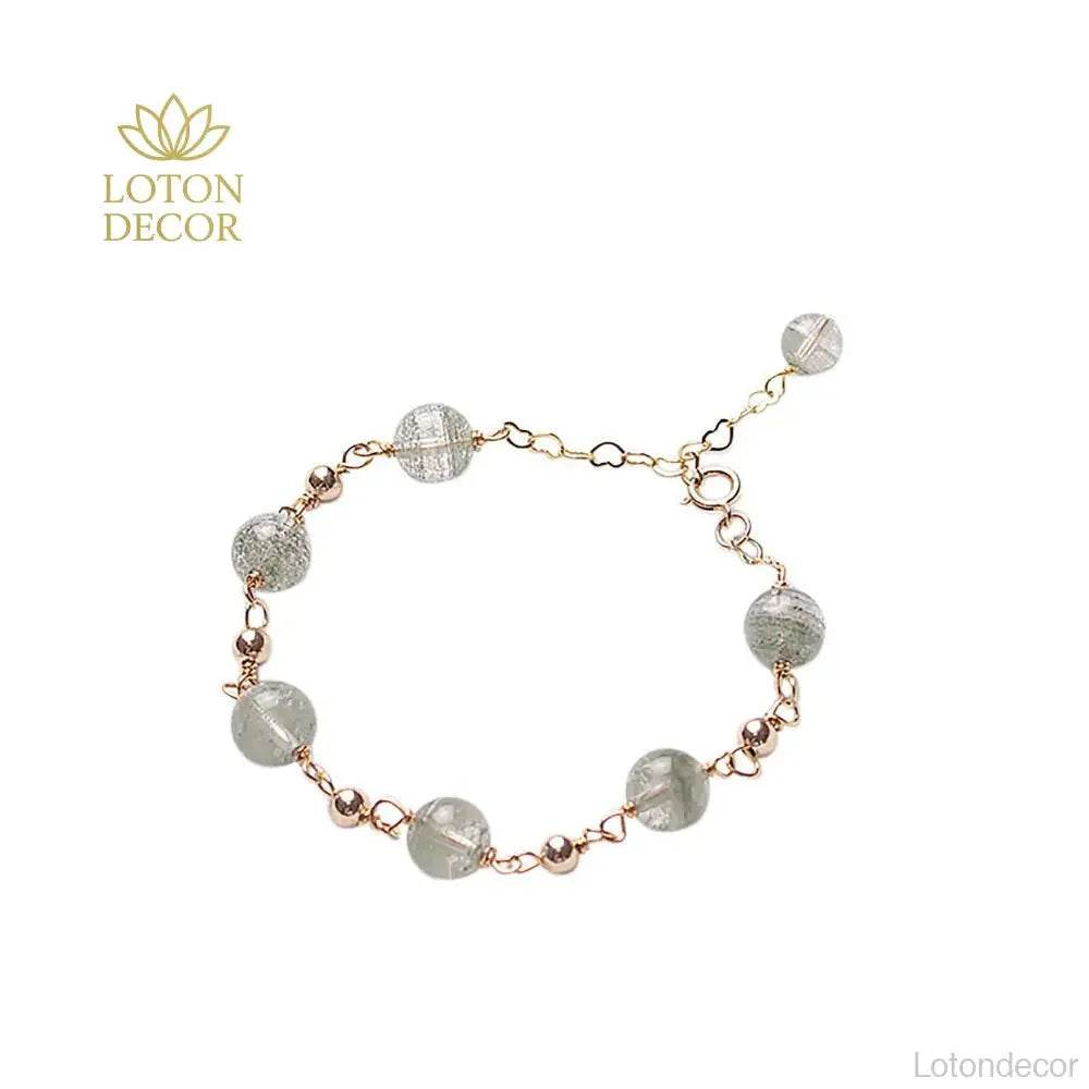Green Phantom Crystal Bracelet – 14K Gold Wealth Charm - Loton Decor