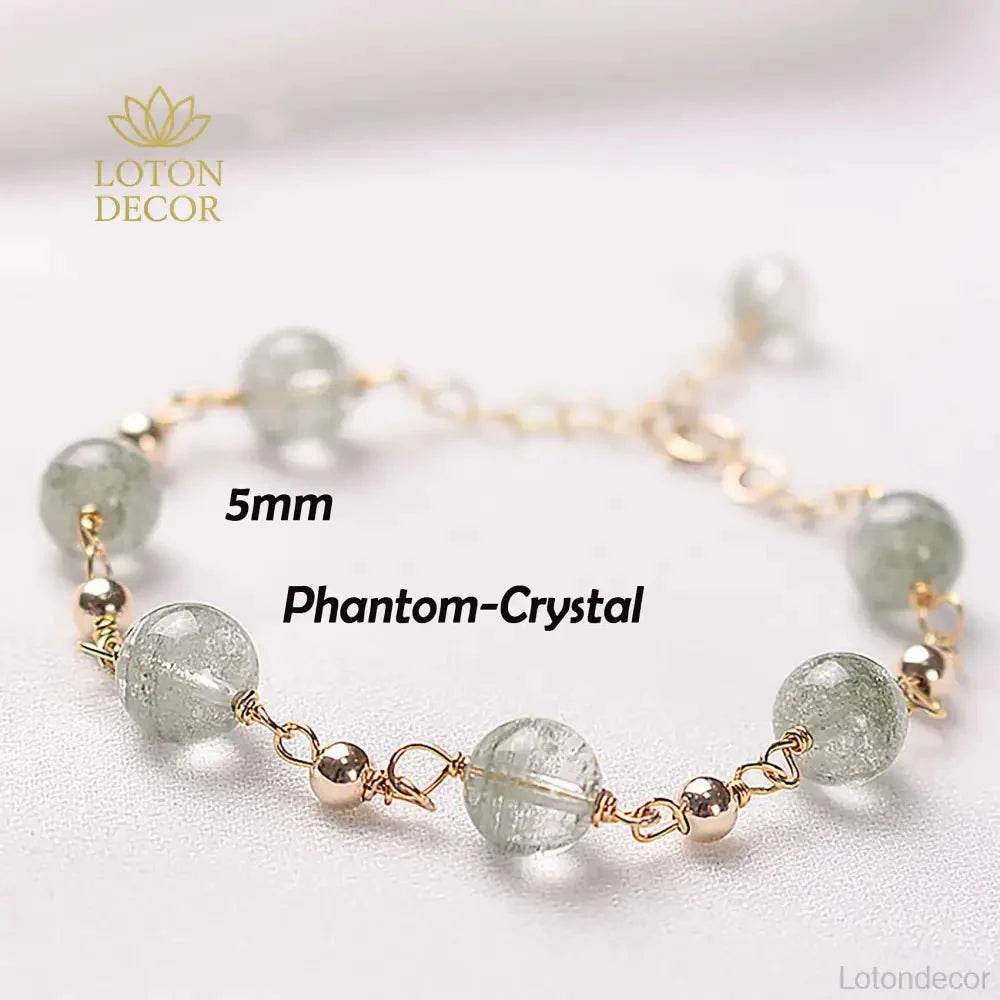 Green Phantom Crystal Bracelet – 14K Gold Wealth Charm - Loton Decor
