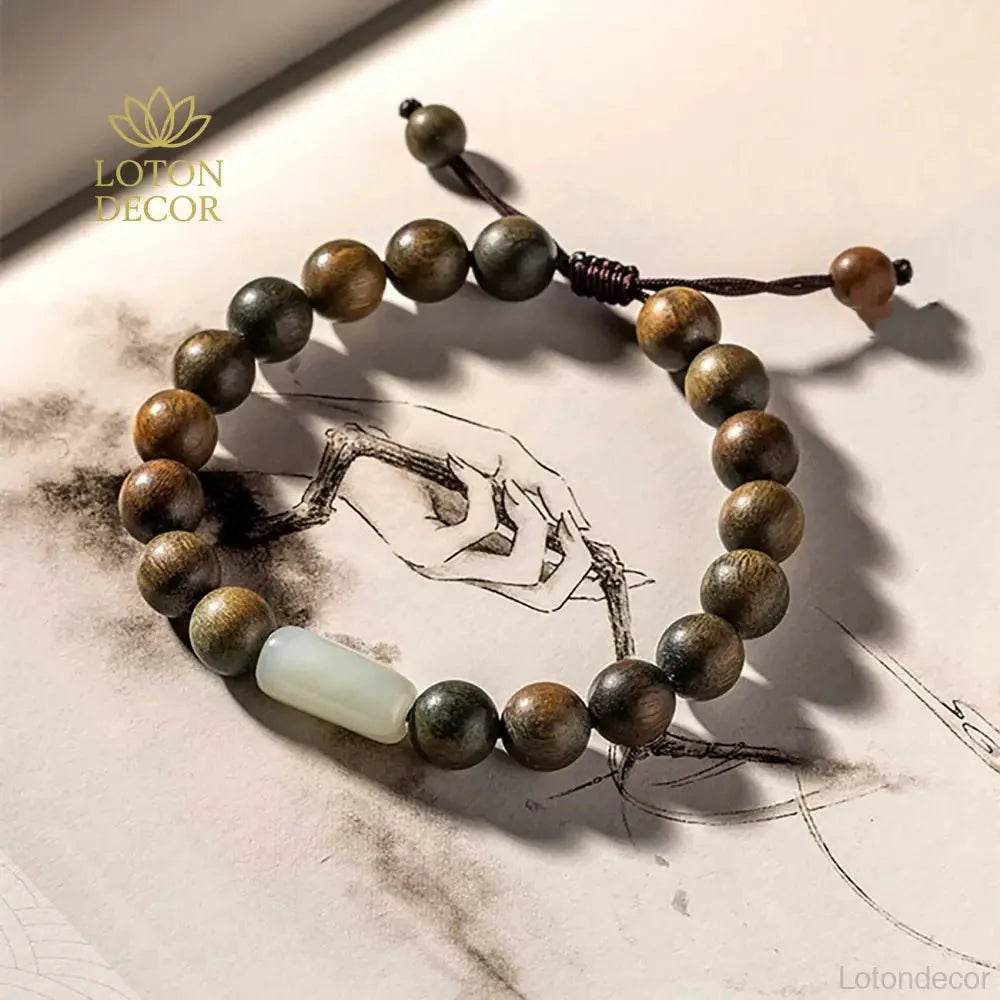 Green Sandalwood Wealth Bracelet – Chakra Reiki Amulet - Loton Decor