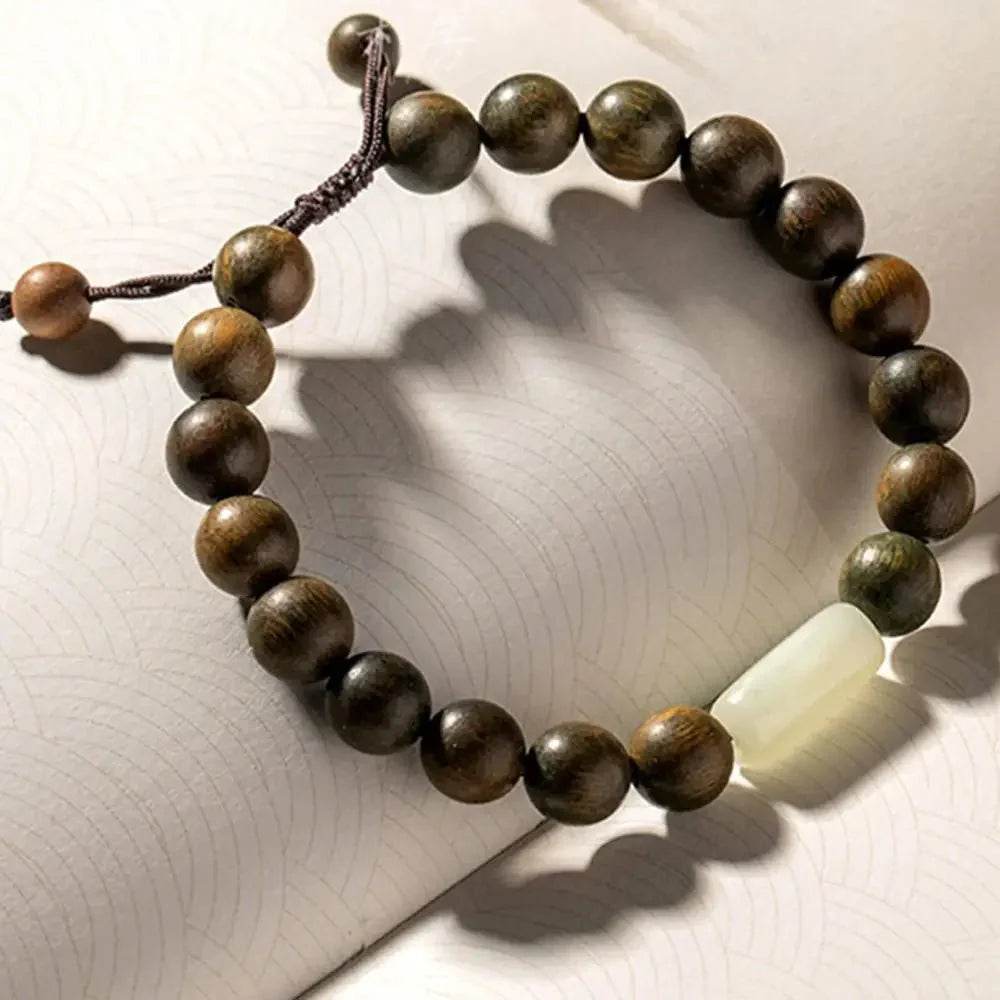 Green Sandalwood Wealth Bracelet – Chakra Reiki Amulet - Loton Decor
