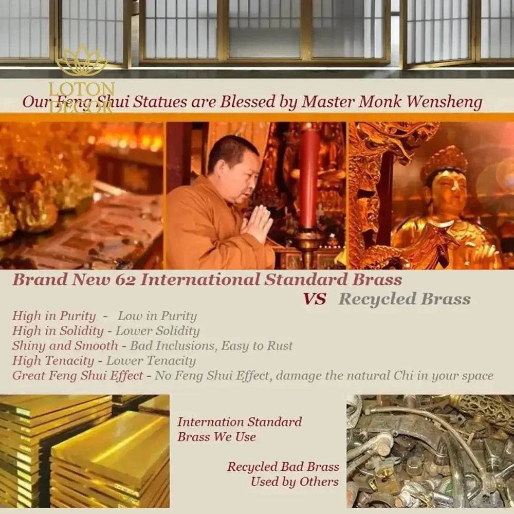 Guan Yin Stick Incense Holder Elegant Kwan Yin Brass Buddha Statue for Tranquility Love Peace - Loton Decor