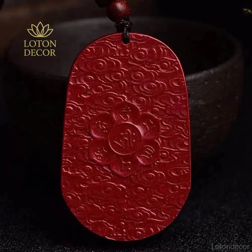 Guanyin Cinnabar Necklace – Feng Shui Buddha Pendant Amulet - Loton Decor