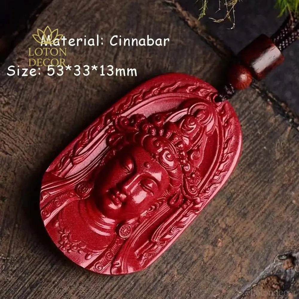 Guanyin Cinnabar Necklace – Feng Shui Buddha Pendant Amulet - Loton Decor