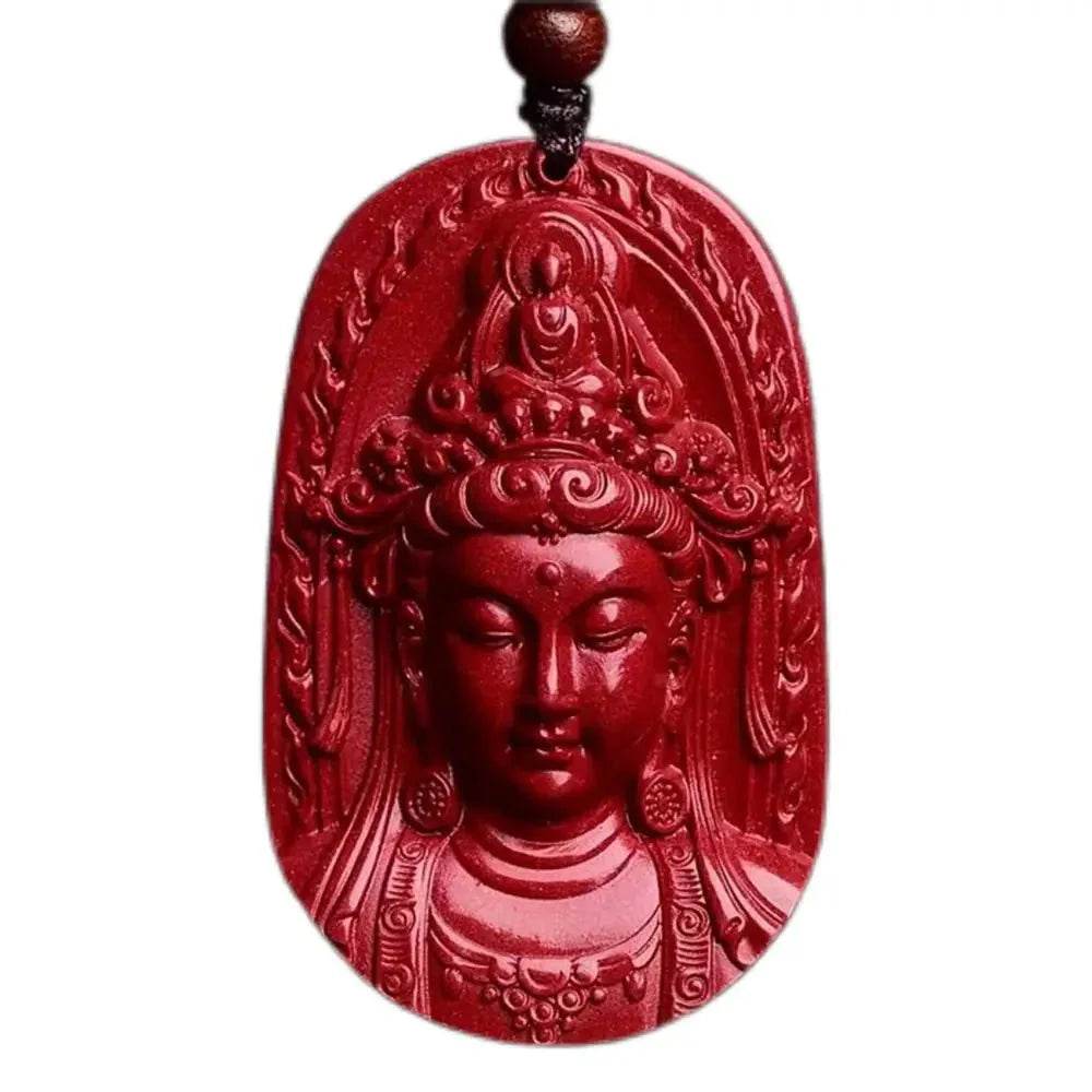Guanyin Cinnabar Necklace – Feng Shui Buddha Pendant Amulet - Loton Decor