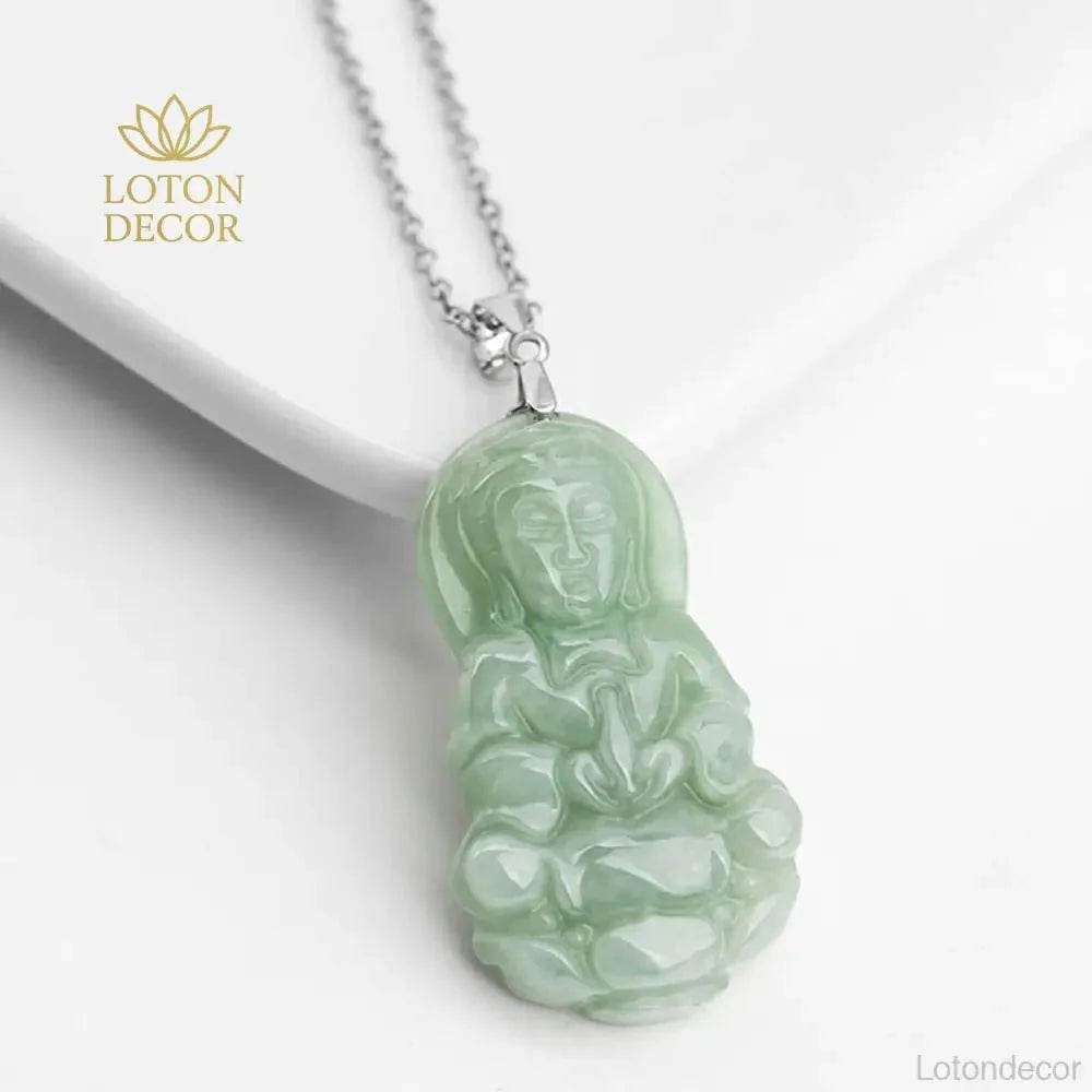 Guanyin Jade Pendant Necklace – Feng Shui Luck Amulet Jewelry - Loton Decor