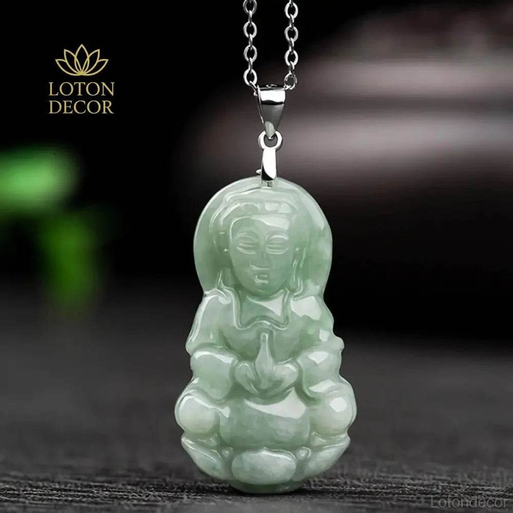 Guanyin Jade Pendant Necklace – Feng Shui Luck Amulet Jewelry - Loton Decor