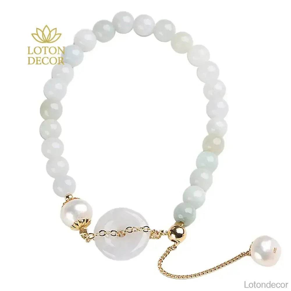 Harmony Buckle Jade Bracelet Beaded Level A Fei Cui Jade Donut Crystal Bracelet - Loton Decor