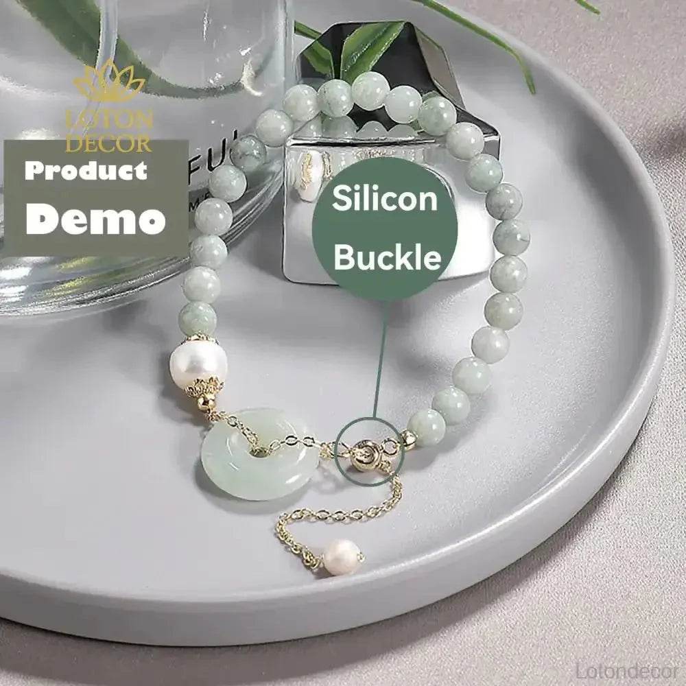Harmony Buckle Jade Bracelet Beaded Level A Fei Cui Jade Donut Crystal Bracelet - Loton Decor