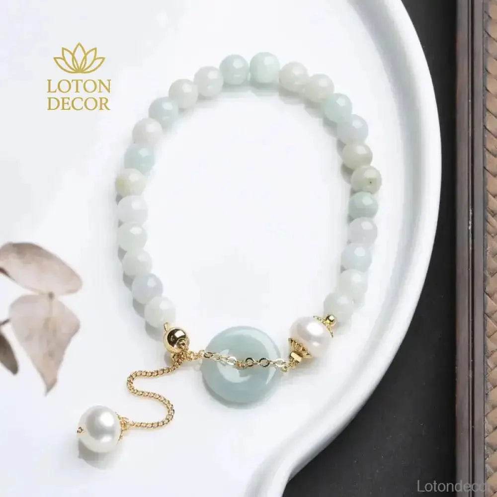Harmony Buckle Jade Bracelet Beaded Level A Fei Cui Jade Donut Crystal Bracelet - Loton Decor