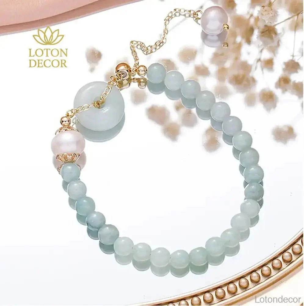Harmony Buckle Jade Bracelet Beaded Level A Fei Cui Jade Donut Crystal Bracelet - Loton Decor