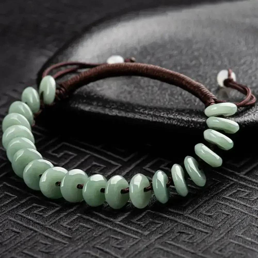 Harmony Jade Beaded Bracelet – Green Feng Shui Luck Amulet - Loton Decor
