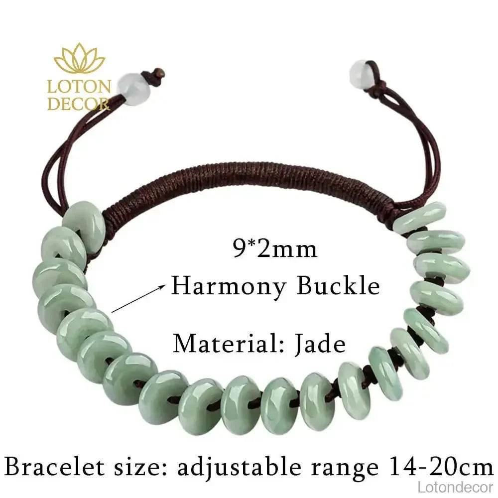 Harmony Jade Beaded Bracelet – Green Feng Shui Luck Amulet - Loton Decor