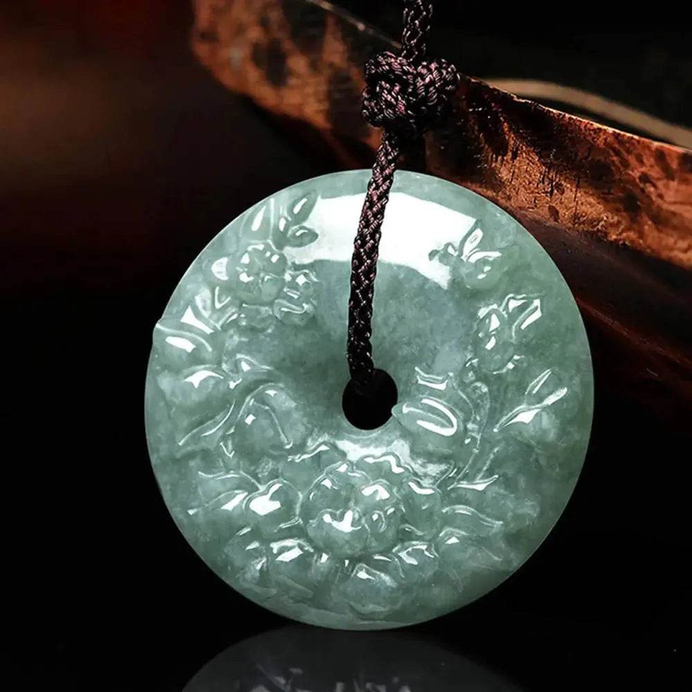 Harmony Jade Bean Pendant – Prosperity Flower Amulet - Loton Decor