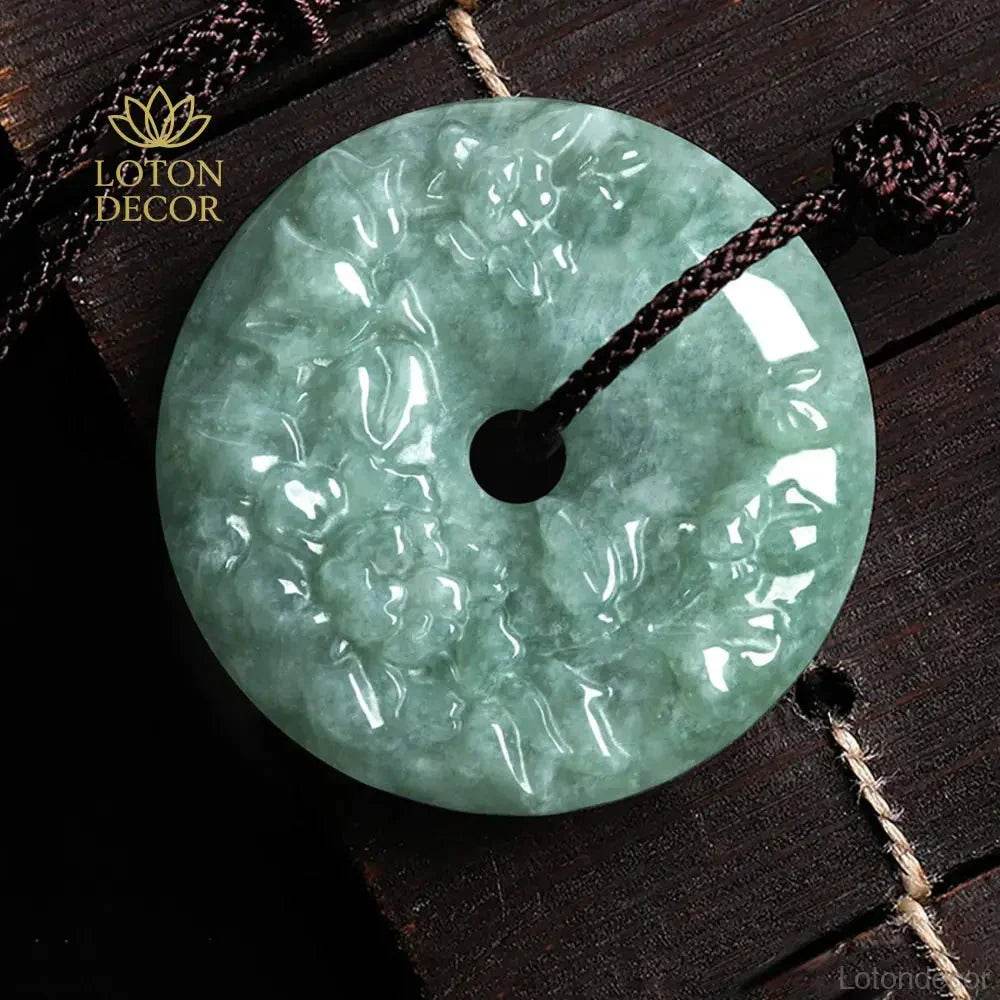 Harmony Jade Bean Pendant – Prosperity Flower Amulet - Loton Decor