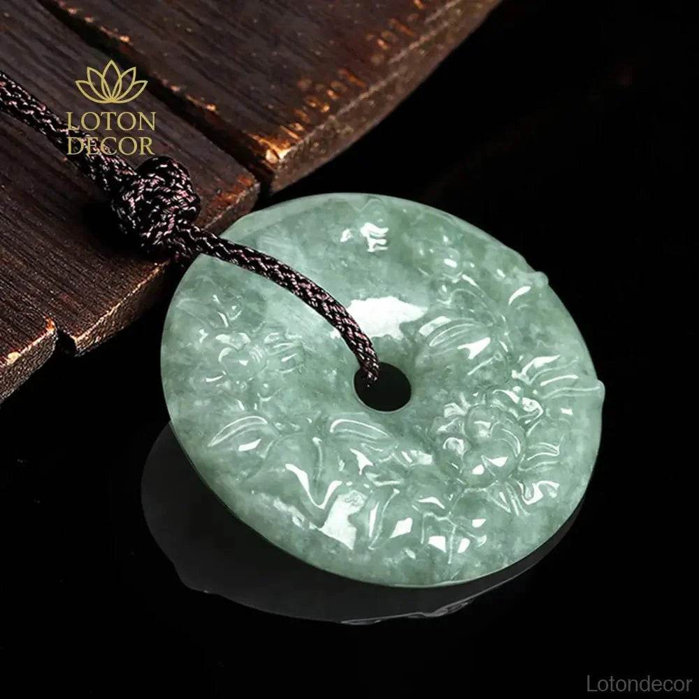 Harmony Jade Bean Pendant – Prosperity Flower Amulet - Loton Decor