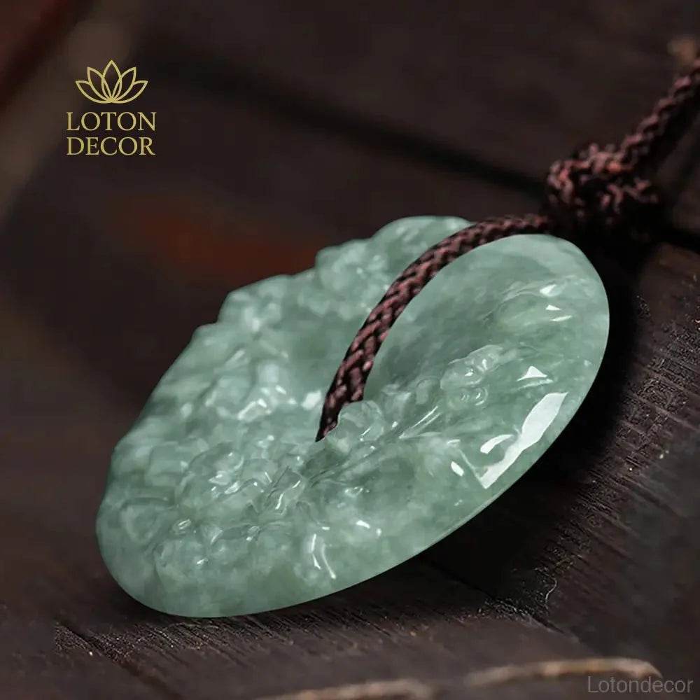 Harmony Jade Bean Pendant – Prosperity Flower Amulet - Loton Decor