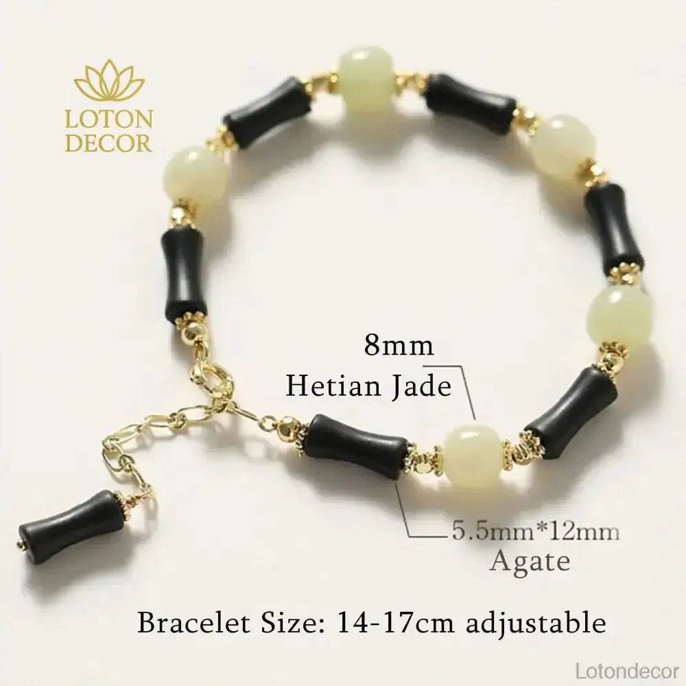 Hetian Jade & Agate Feng Shui Bracelet – Wealth & Luck Amulet - Loton Decor