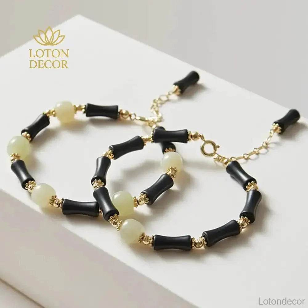Hetian Jade & Agate Feng Shui Bracelet – Wealth & Luck Amulet - Loton Decor
