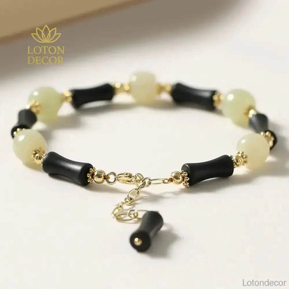 Hetian Jade & Agate Feng Shui Bracelet – Wealth & Luck Amulet - Loton Decor