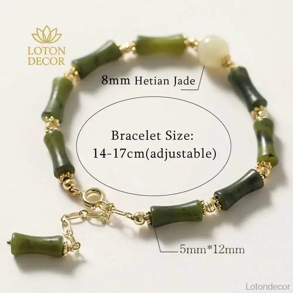 Hetian Jade Bamboo Feng Shui Bracelet – Lucky Gemstone Jewelry - Loton Decor