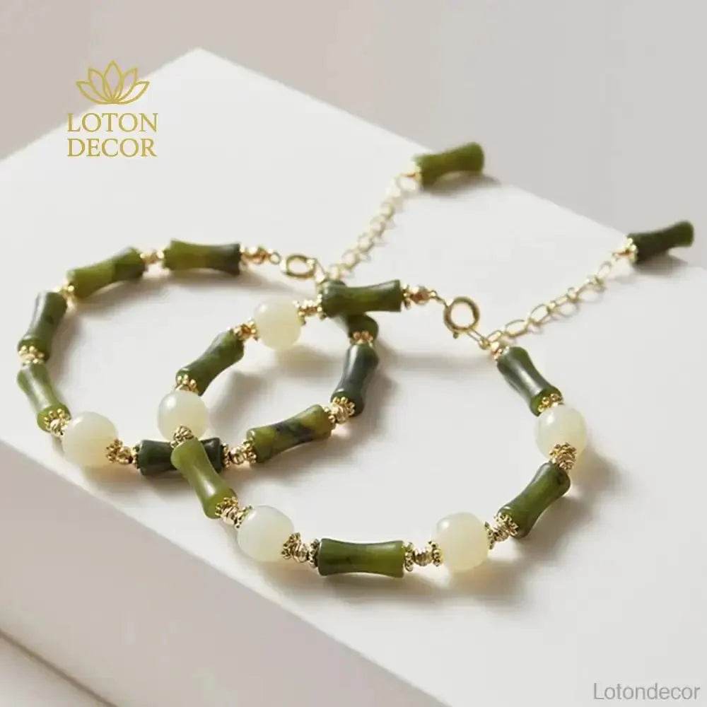 Hetian Jade Bamboo Feng Shui Bracelet – Lucky Gemstone Jewelry - Loton Decor