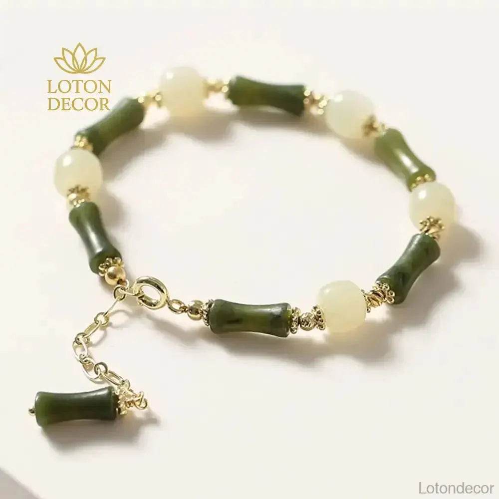 Hetian Jade Bamboo Feng Shui Bracelet – Lucky Gemstone Jewelry - Loton Decor