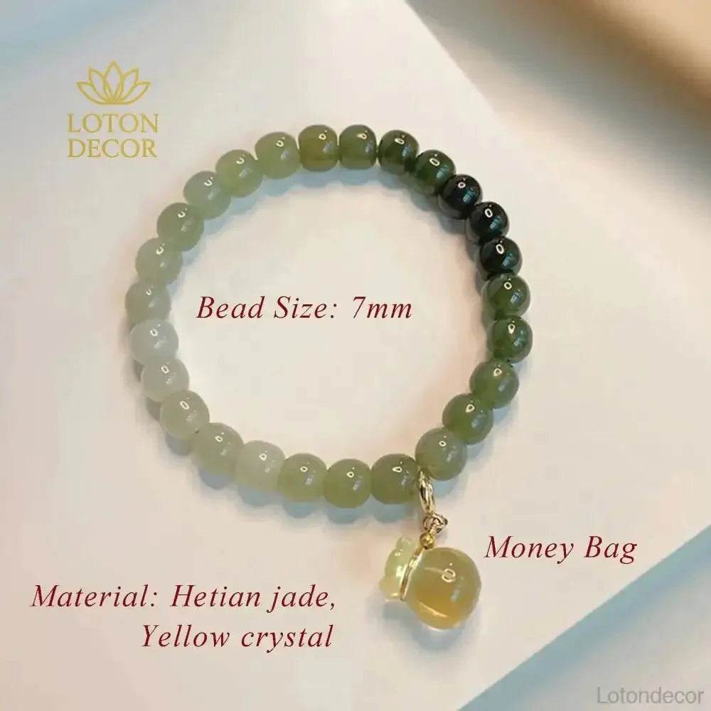 Hetian Jade Money Bag Bracelet – Lucky Wealth Amulet - Loton Decor