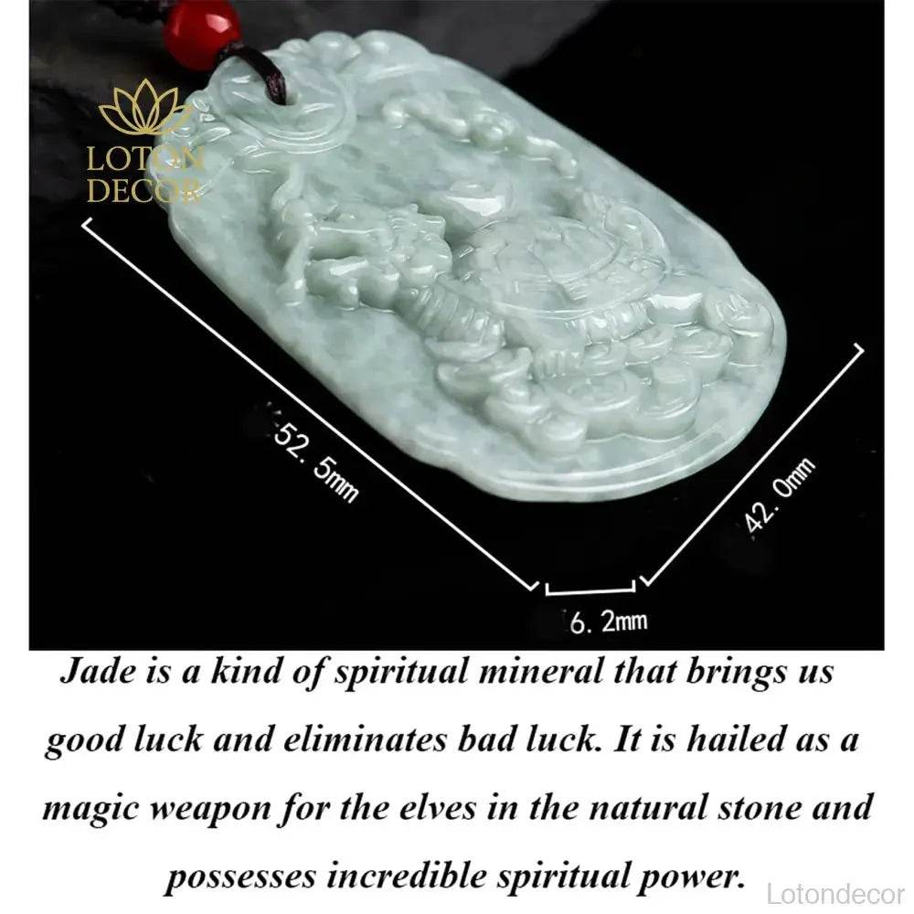 Ice Jade Dragon Turtle Necklace – Wealth & Luck Amulet - Loton Decor