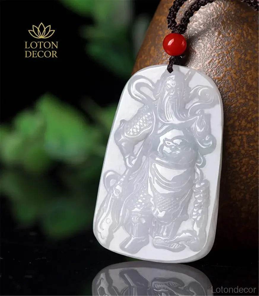 Ice Jade Guan Gong Necklace – Warrior Wealth Protection - Loton Decor