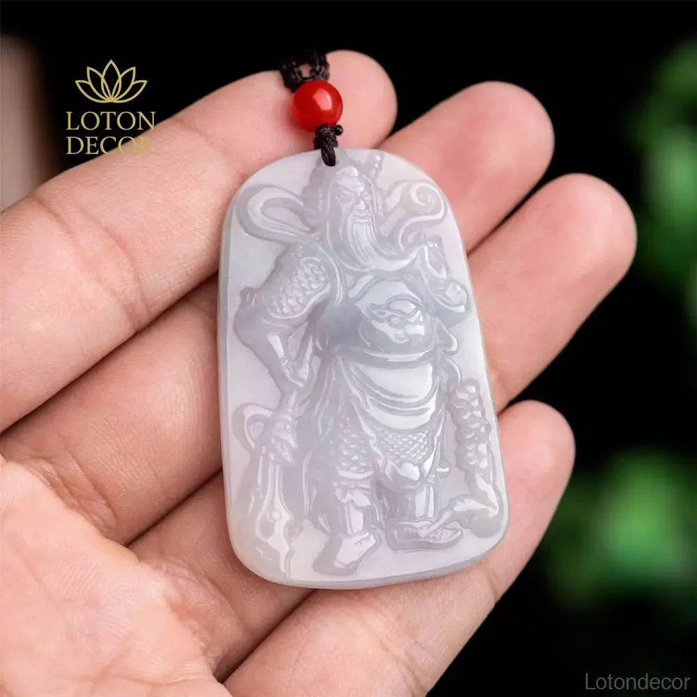 Ice Jade Guan Gong Necklace – Warrior Wealth Protection - Loton Decor
