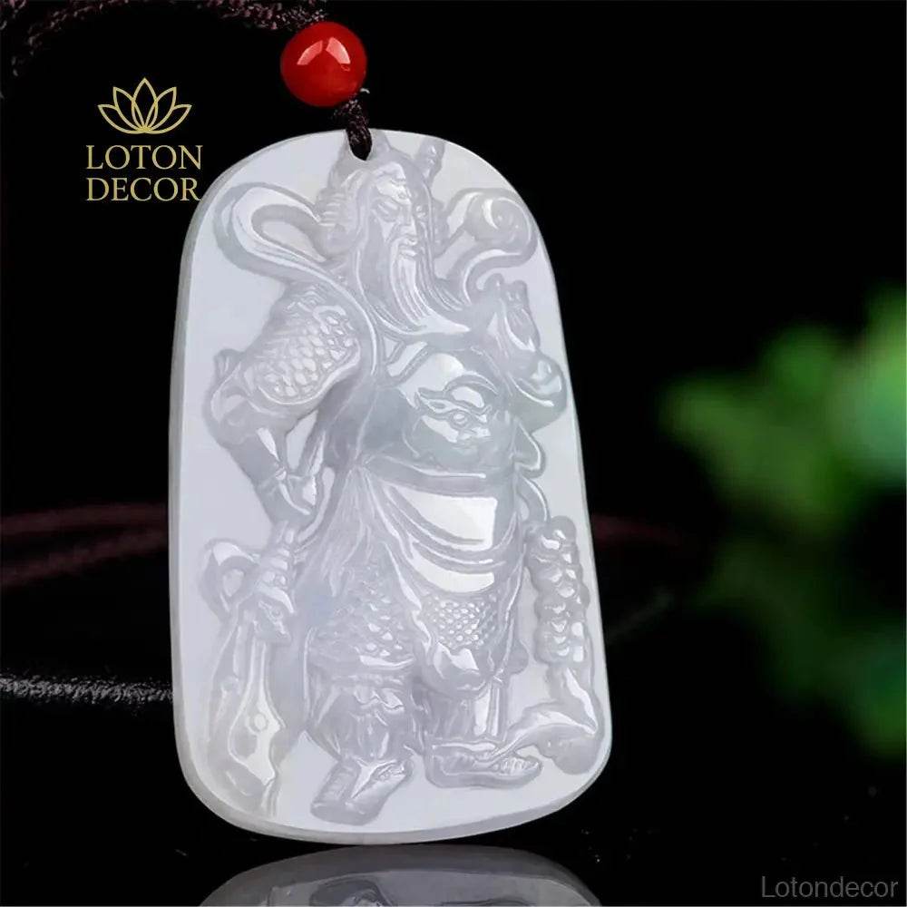 Ice Jade Guan Gong Necklace – Warrior Wealth Protection - Loton Decor