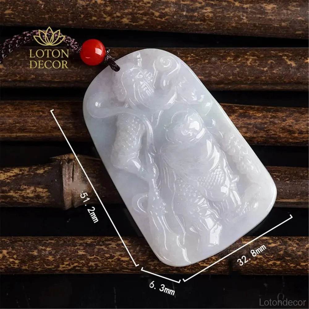 Ice Jade Guan Gong Necklace – Warrior Wealth Protection - Loton Decor